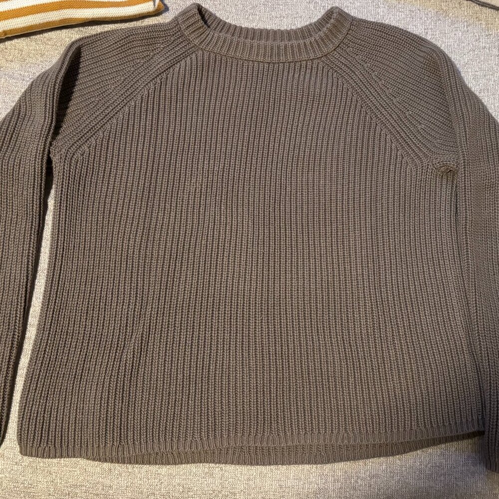 Jenni Kayne Cotton Fisherman Sweater in Olive Medium